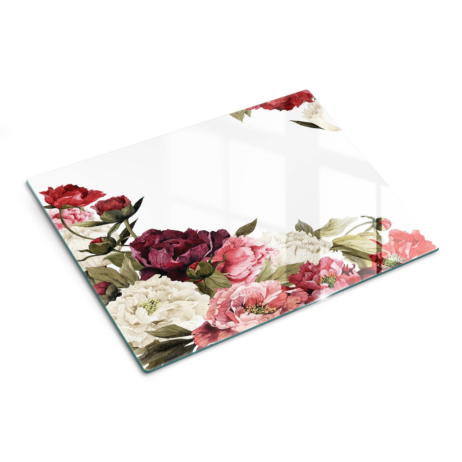 Deska kuchenna z hartowanego szkła dekoracyjnego - Bukiet Piwonii - 30x40 - Tulup