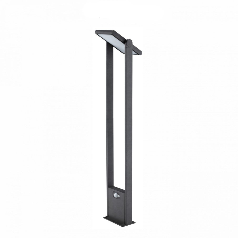 Lampa solarna o wysokości 60 cm, wykończenie z czarnego aluminium, czujnik ruchu, automatyczna aktywacja dzień/noc, dioda LED 1,6 W 4000 K