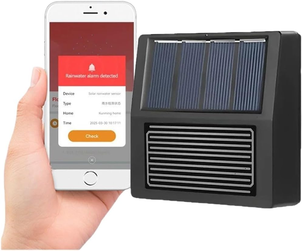 Czujnik deszczu solarny do użytku domowego – odporny na warunki atmosferyczne IP65, akumulator NiMH 1200 mAh, zakres pracy od -20°C do +70°C