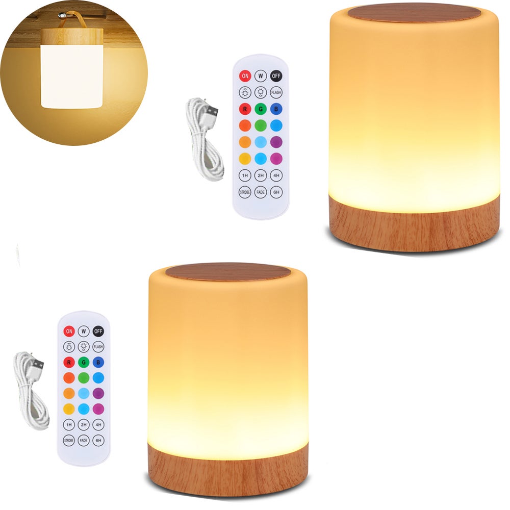 Veilleuse LED RGB tactile, luminosité et couleur réglables, adaptée aux enfants ; rechargeable par USB