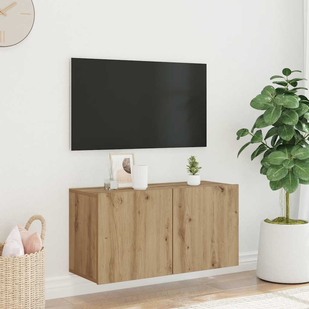 Ścienna szafka TV, dąb artisian, 80x30x41 cm