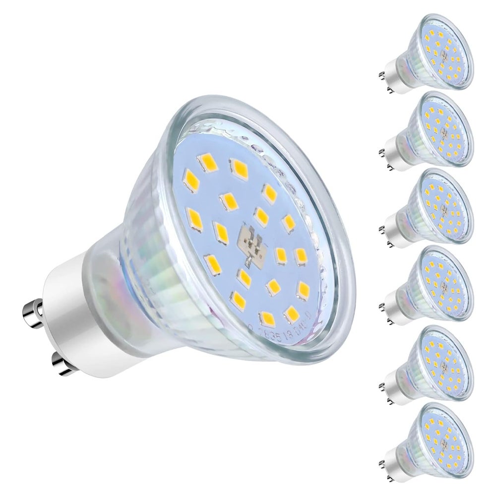 Żarówki LED GU10, 5W odpowiednik 60W, 600lm, Biały Zimny 6000K, Szeroki kąt świecenia 120°, Żarówki LED Spot, Zestaw 6 sztuk