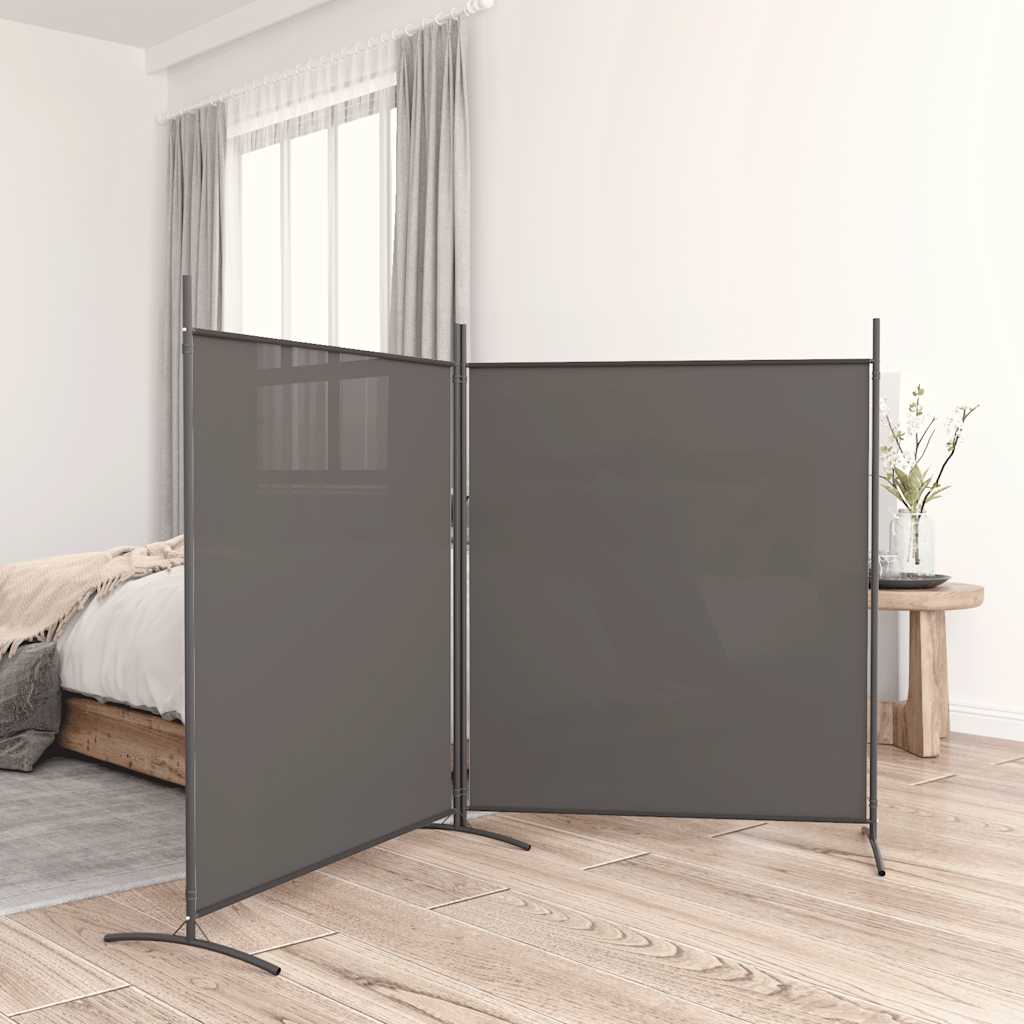 Parawan 2-panelowy, antracytowy, 348 x 180 cm, tkanina vidaXL