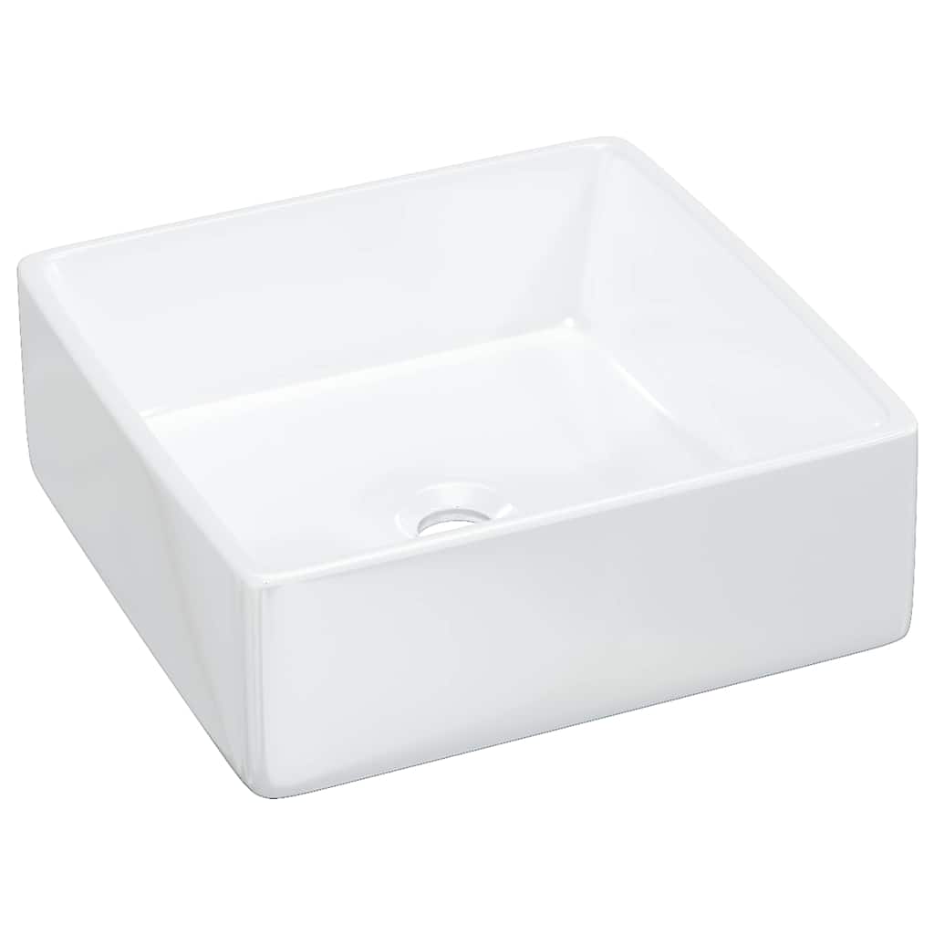Umywalka Nablatowa Ceramiczna Kwadratowa Biała do Łazienki 37 cm