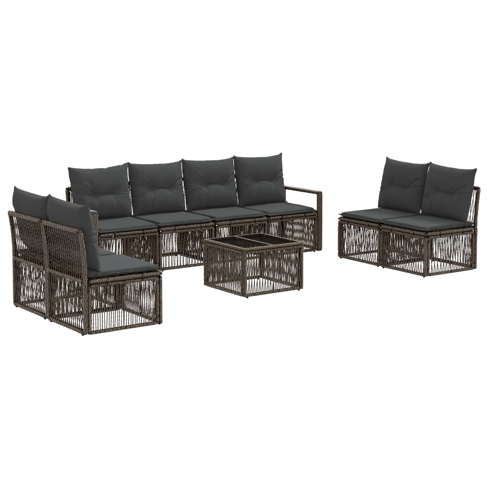 Zestaw Sof na Ogród 9 pcs Szary polirattan vidaXL