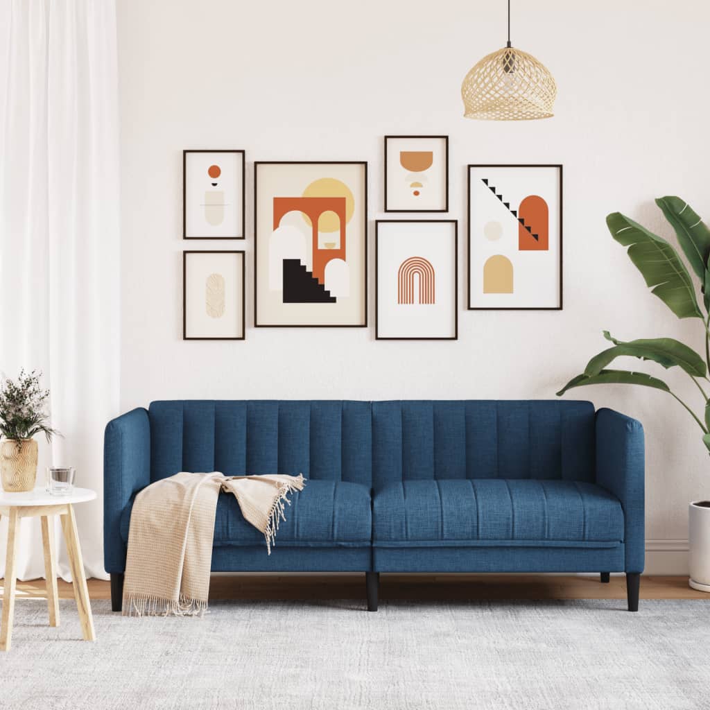 Sofa dwuosobowa, niebieska, tkanina