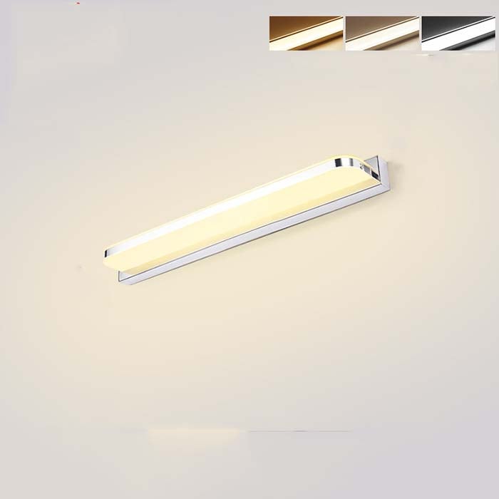 Lampa ścienna z lustrem do łazienki 9W 42cm - lampa ścienna z lustrem - lampa LED do szafki, światło trójkolorowe regulowane (srebrny)