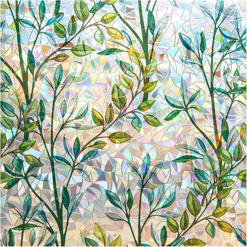 Folia okienna zapewniająca prywatność – statyczna folia okienna, zaciemniająca, do kuchni, sypialni, łazienki, wzór zielonej winorośli, 45 x 200 cm