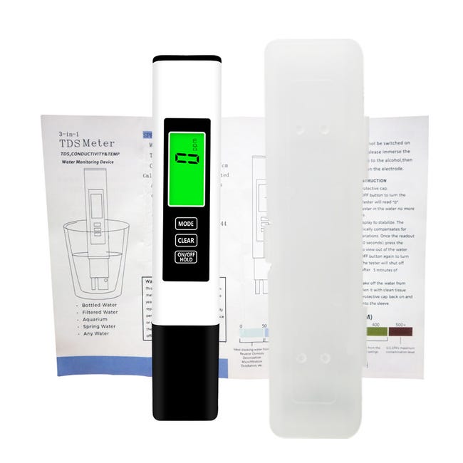 Cyfrowy tester wody TDS, profesjonalny tester 4 w 1 TDS, temperatury i EC z etui, 0-9999 ppm, idealny do wody pitnej