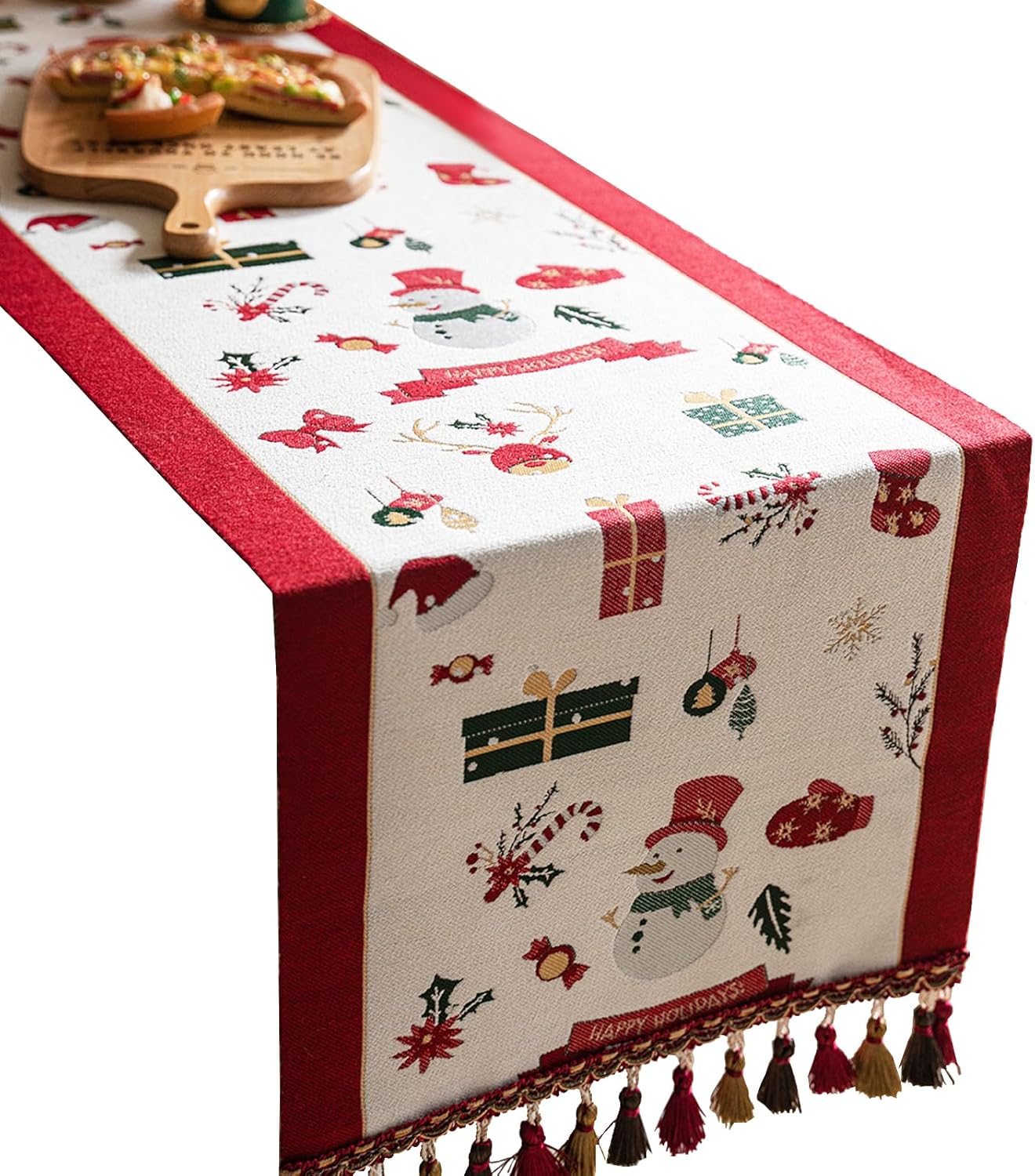 Luksusowe, kolorowe obrusy w stylu vintage, obrusy żakardowe haftowane z frędzlami, eleganckie obrusy dekoracyjne. 35*180cm