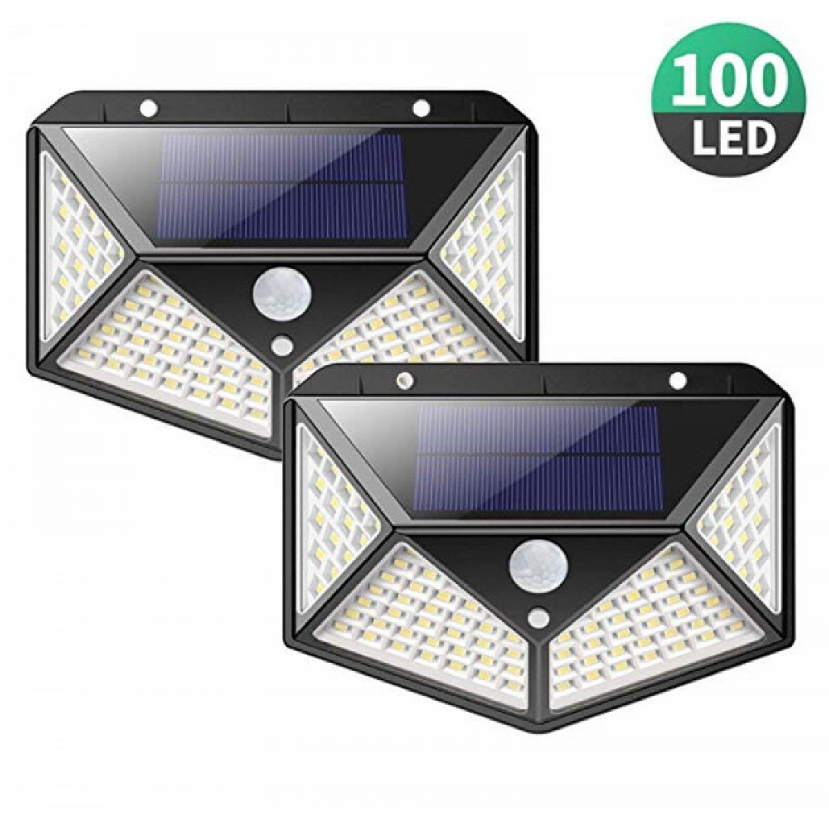 Zestaw 2 lamp solarnych do użytku zewnętrznego, kąt promieniowania 270°, z czujnikiem ruchu, wodooporne IP65, odpowiednie do ogrodu