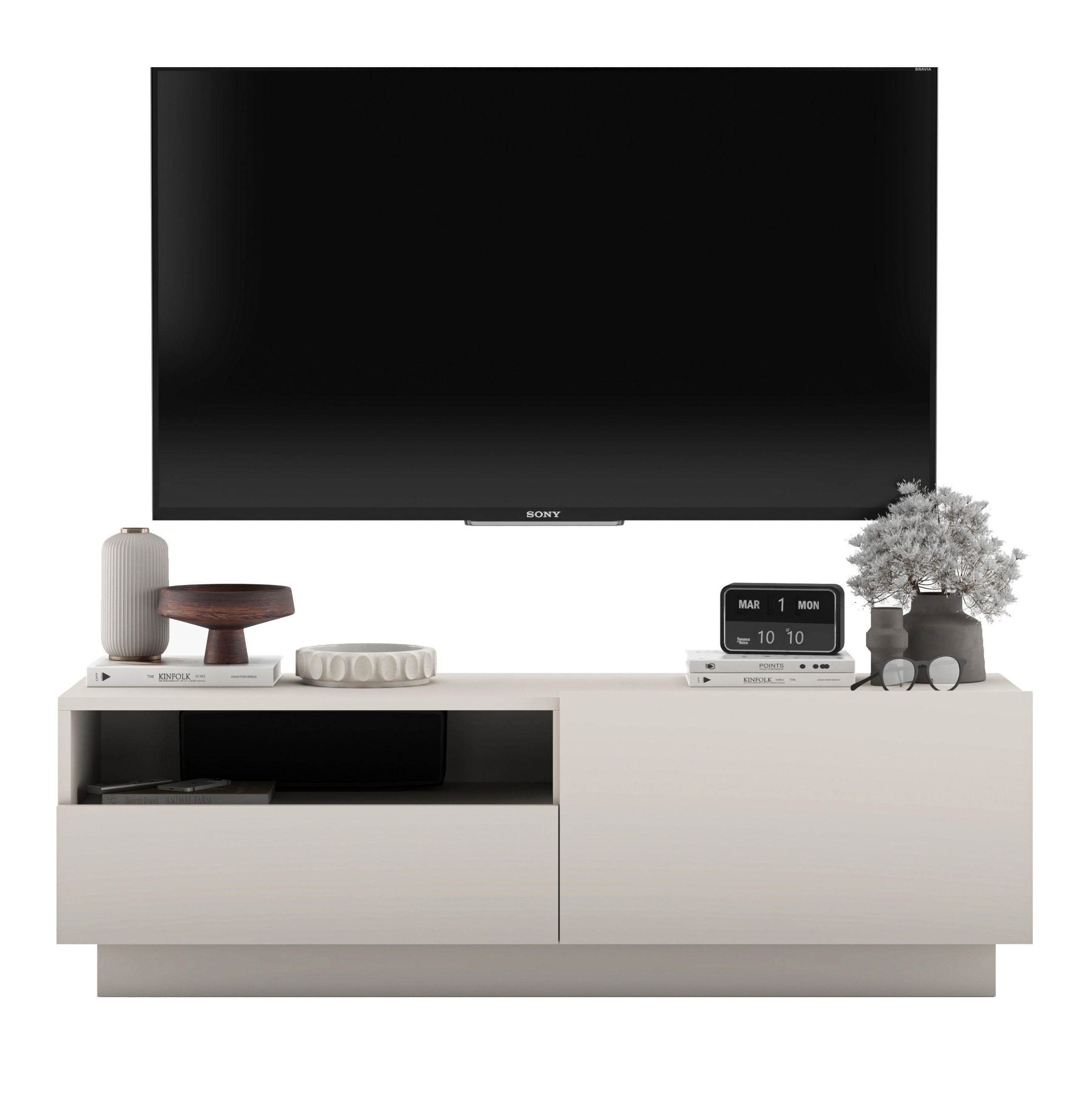 Szafka RTV Loft 120 cm kaszmir mat, komoda RTV z szufladą pod telewizor do salonu