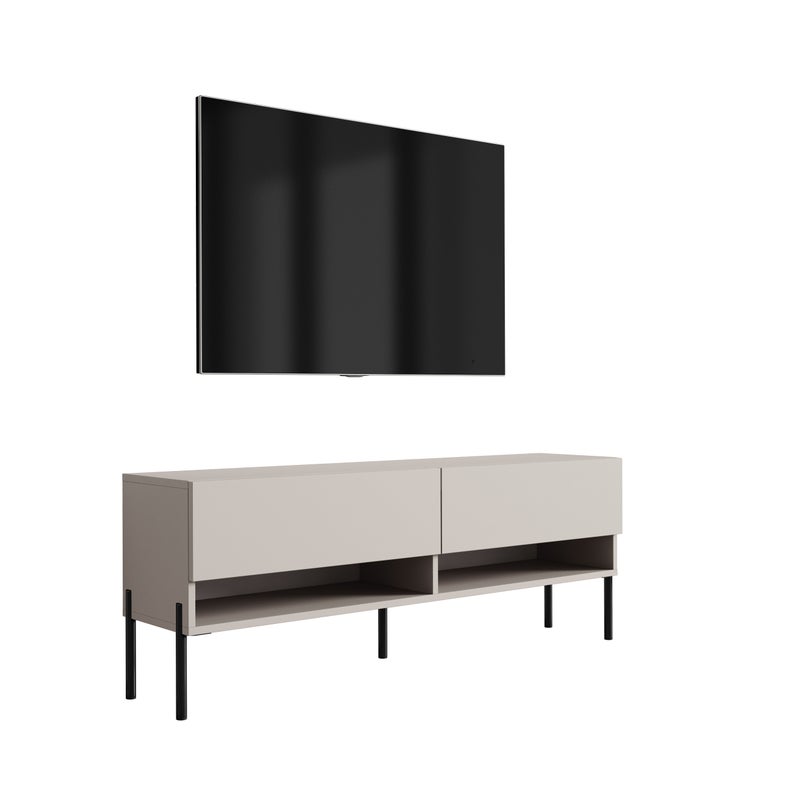 Szafka pod telewizor 140 cm Kaszmir, nóżki proste czarne, 140 × 32 × 52 cm