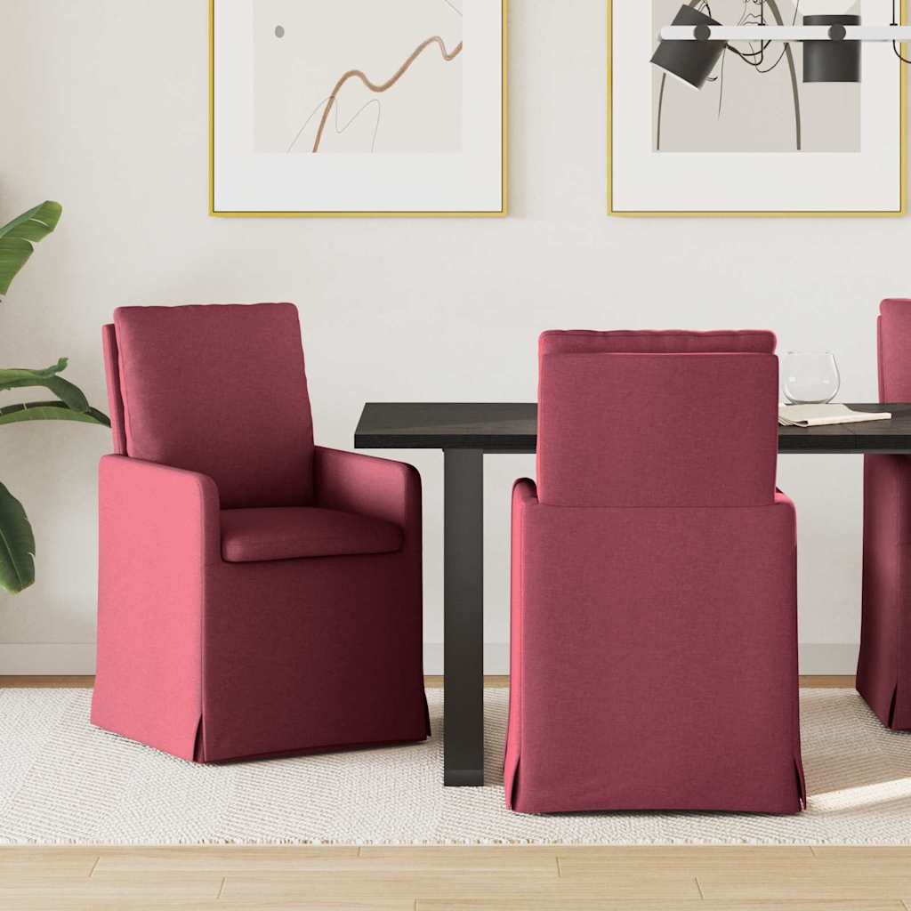 Krzesła jadalne 2 pcs czerwone wino 57 x 67 x 98 cm tkanina vidaXL