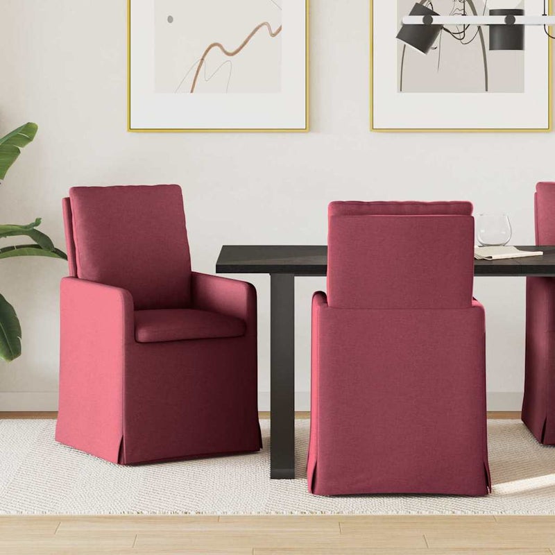Krzesła jadalne 2 pcs czerwone wino 57 x 67 x 98 cm tkanina vidaXL