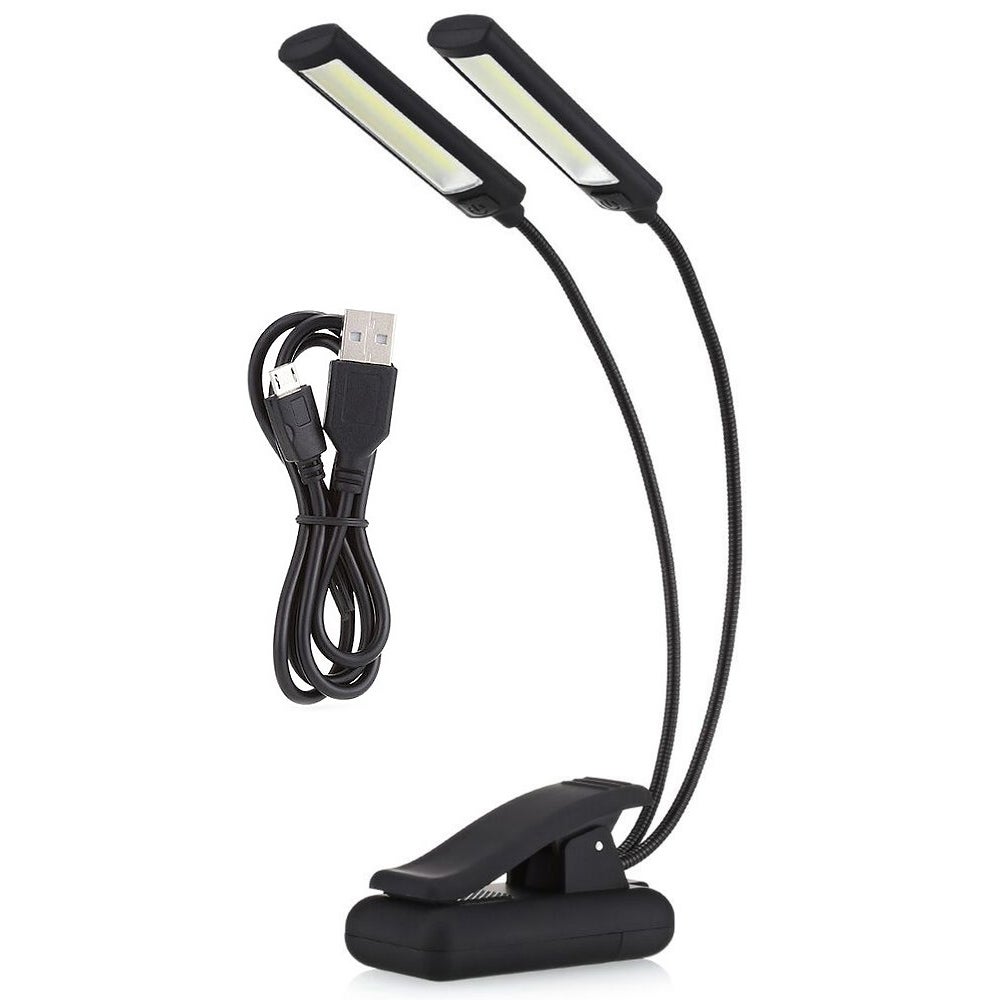 Lampa dwugłowicowa z klipsem, lampa na pulpit z akumulatorem, lampa LED na pulpit z 3 trybami jasności, lampa przenośna