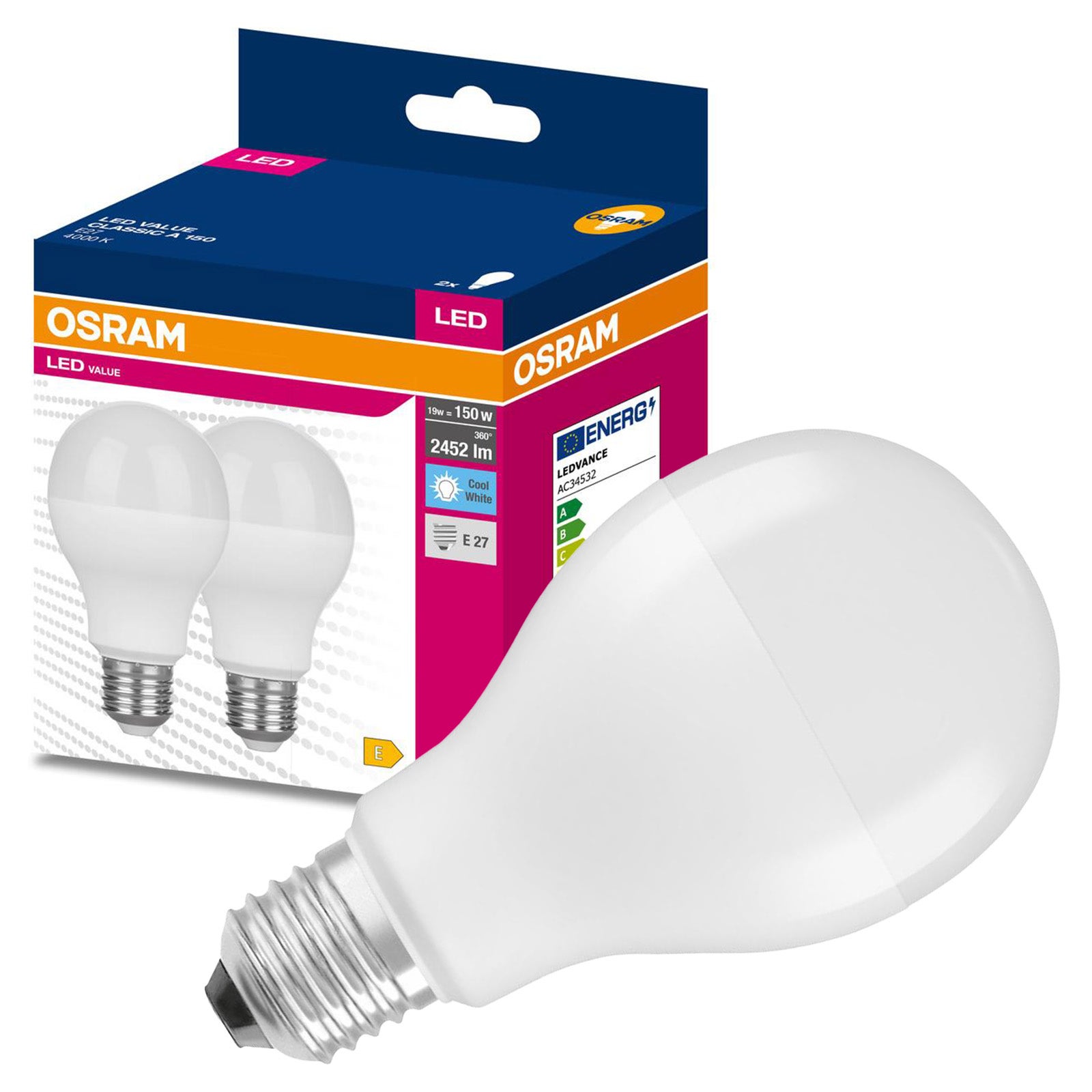 2x Żarówka LED Osram A68 E27 19W 2542lm 4000K Neutralna 200st