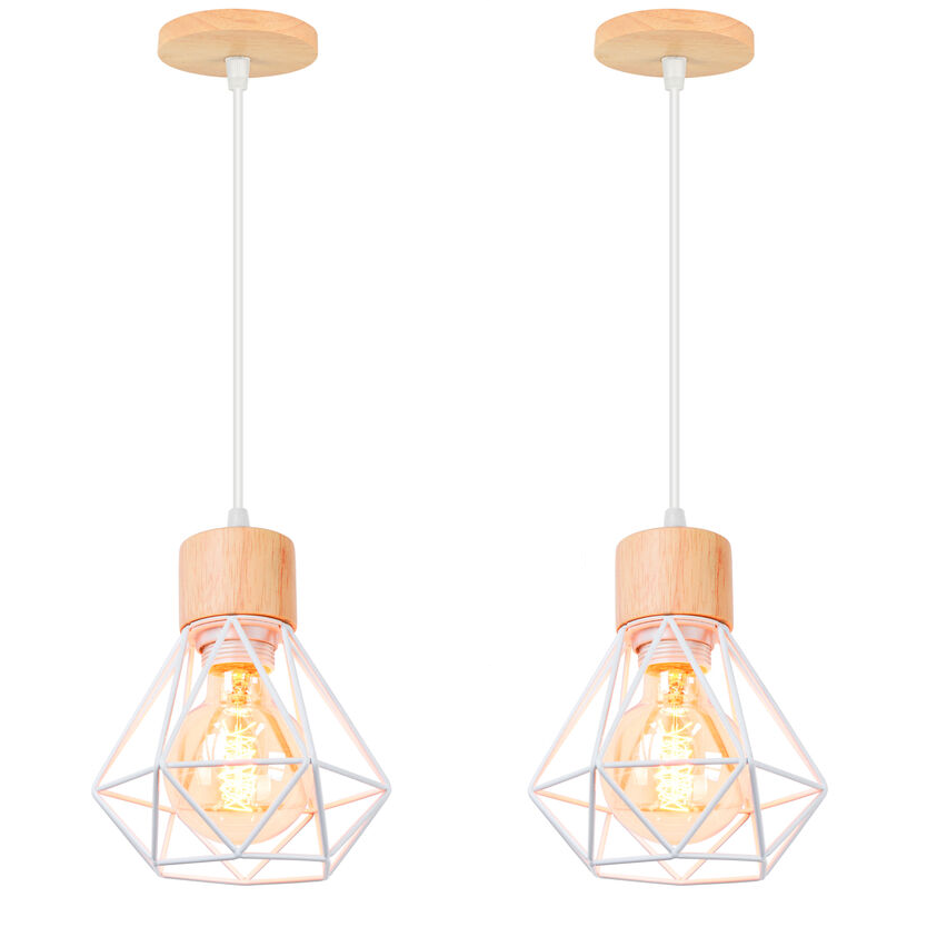 Zestaw 2 lamp przemysłowych, plafony w metalowej klatce, lampa wisząca w stylu vintage, regulowana długość linki (bez żarówki)