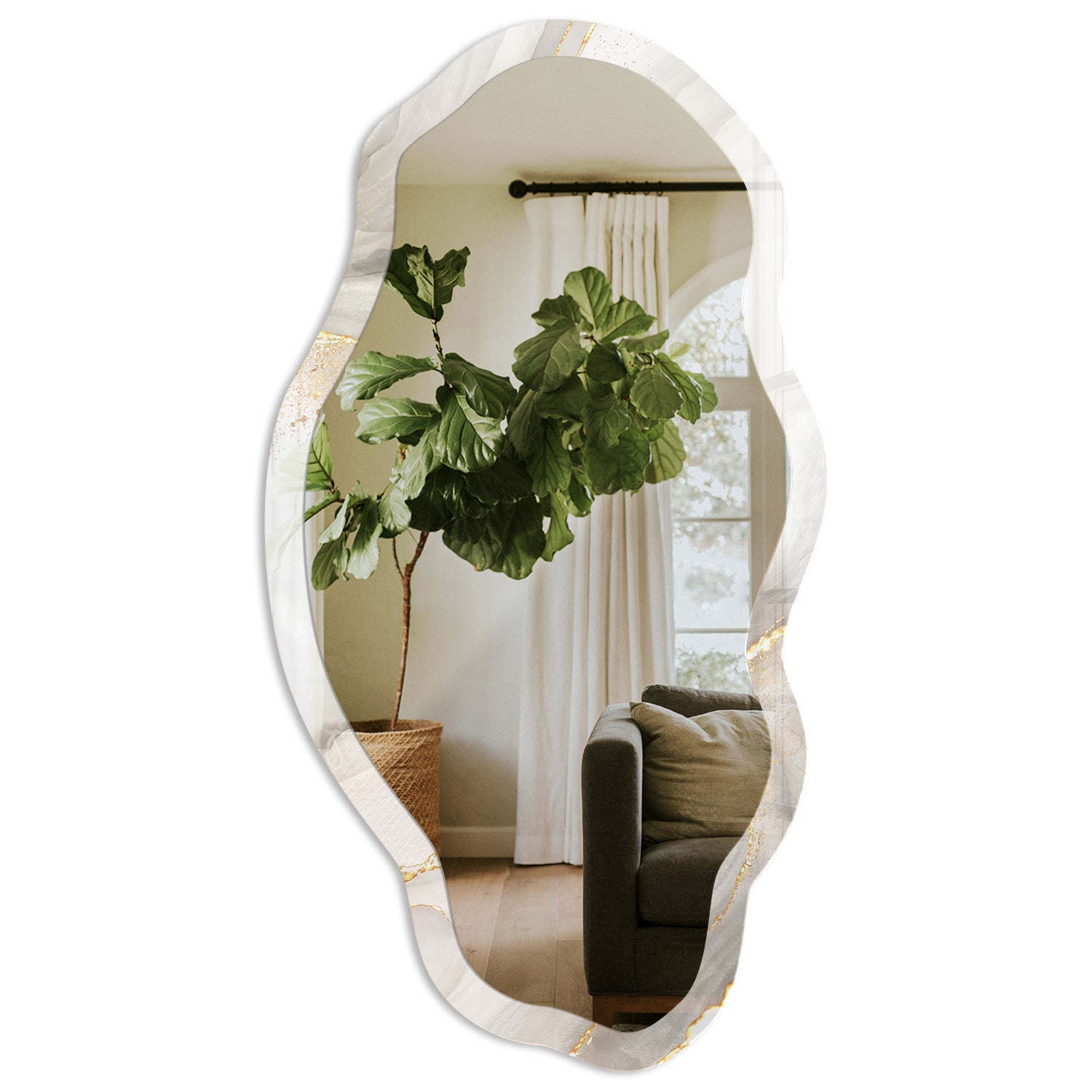 Lustro ścienne z dekoracyjną ozdobną ramą ze wzorem - Marmurowa elegancja 52x97cm