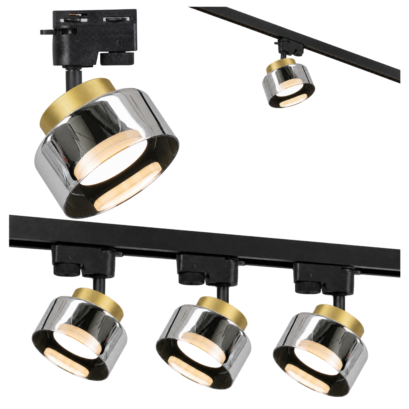 Oświetlenie Szynowe Szynoprzewód Zestaw Listwa 1m + 3x lampa GX53 Lustro Szkło dymione Track Line - LEDHOFF