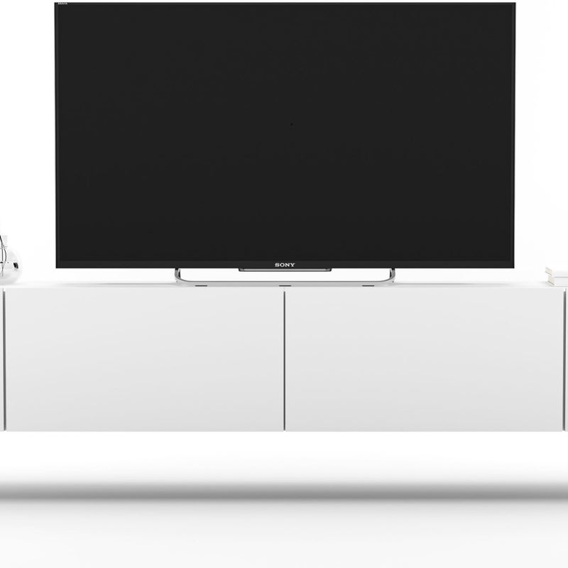 Wisząca szafka RTV Loft 240 cm biały mat, komoda RTV pod telewizor do salonu