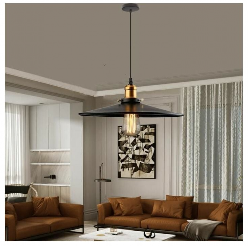 36 cm lampa wisząca retro industrialna z gniazdem E27, czarna, sufitowa lampa wisząca