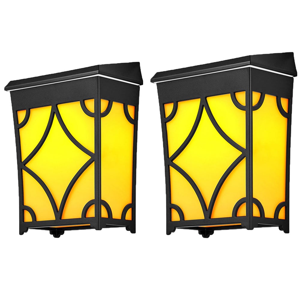 Zestaw 2 solarnych lamp ściennych, oświetlenie ogrodowe LED, regulowane oświetlenie (złote światło + RGB)