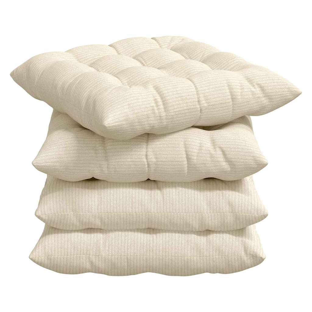 Poduszki na siedziska 4 pcs Tkanina sztruksowa kremowy