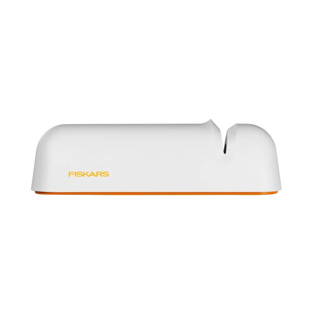 Fiskars Affilacoltelli per lame lisce in acciaio, Mola in ceramica, Functional Form, Roll-Sharp, Bianco/Arancione, 1014214