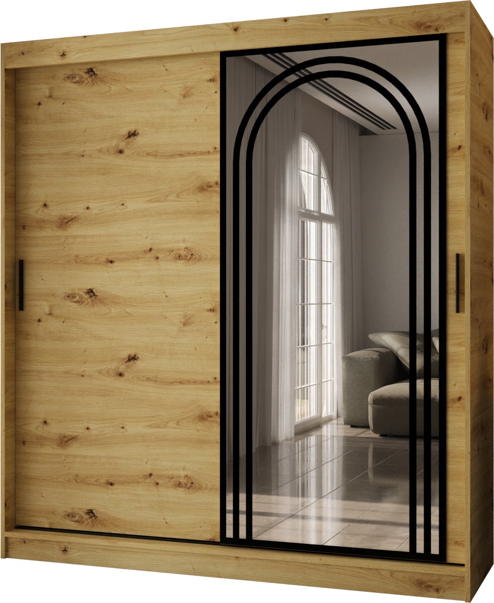 Szafa przesuwna z lustrem VIGO 180 x 62 x 200 artisan + u. czarny