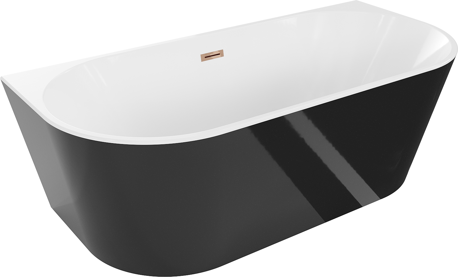 Mexen Oval wanna wolnostojąca przyścienna 180 x 80 cm, biała/czarna, przelew różowe złoto - 52671808075-60