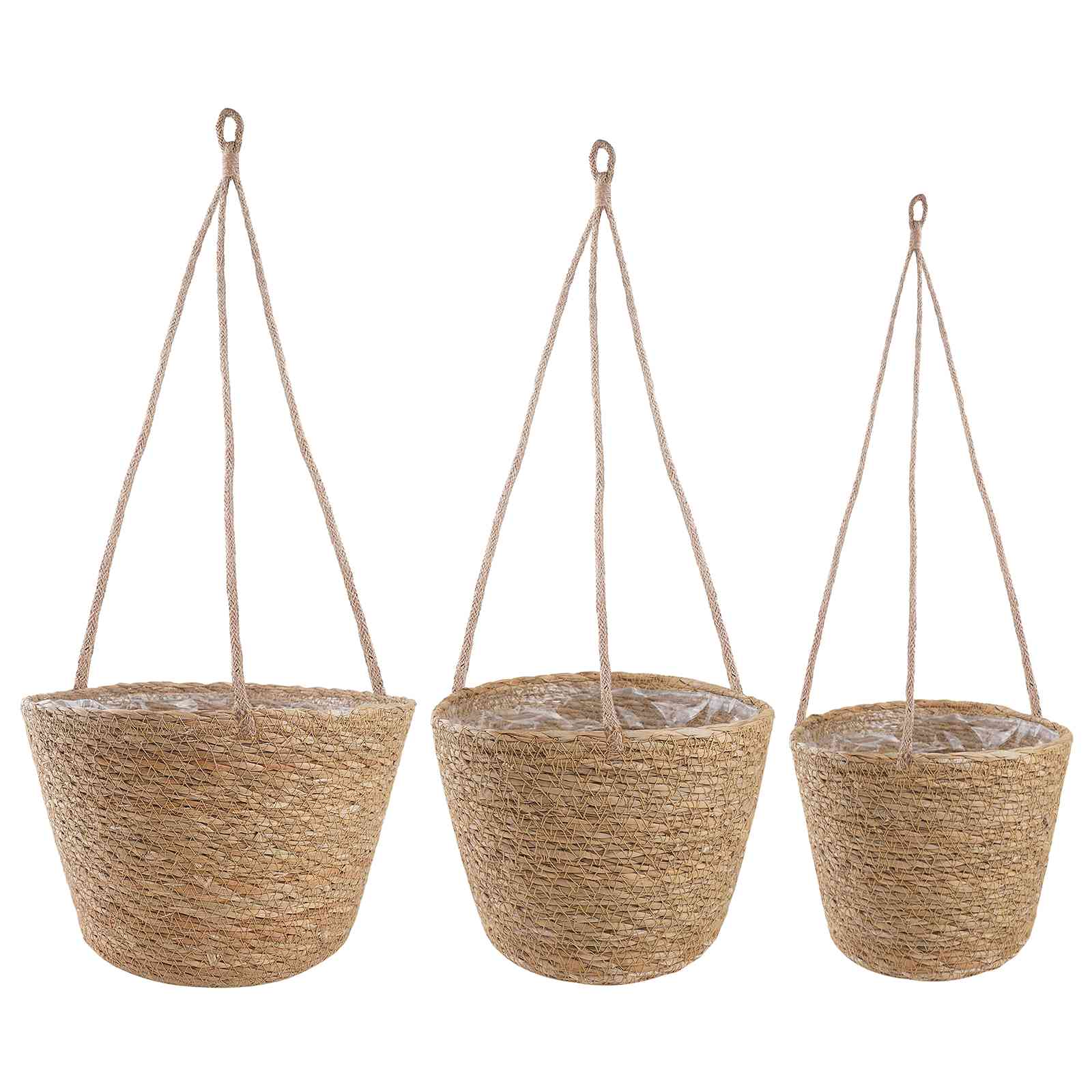 Kosze na rośliny z trawy morskiej 3 pcs naturalny Ø26 x 19 cm