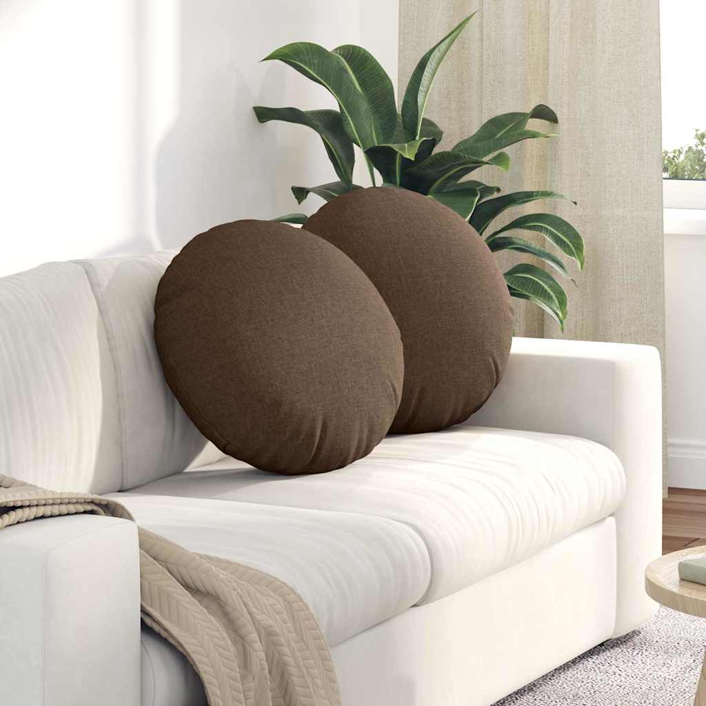Poduszki na siedziska 2 pcs Brązowy Ø50 x 19 cm tkanina vidaXL