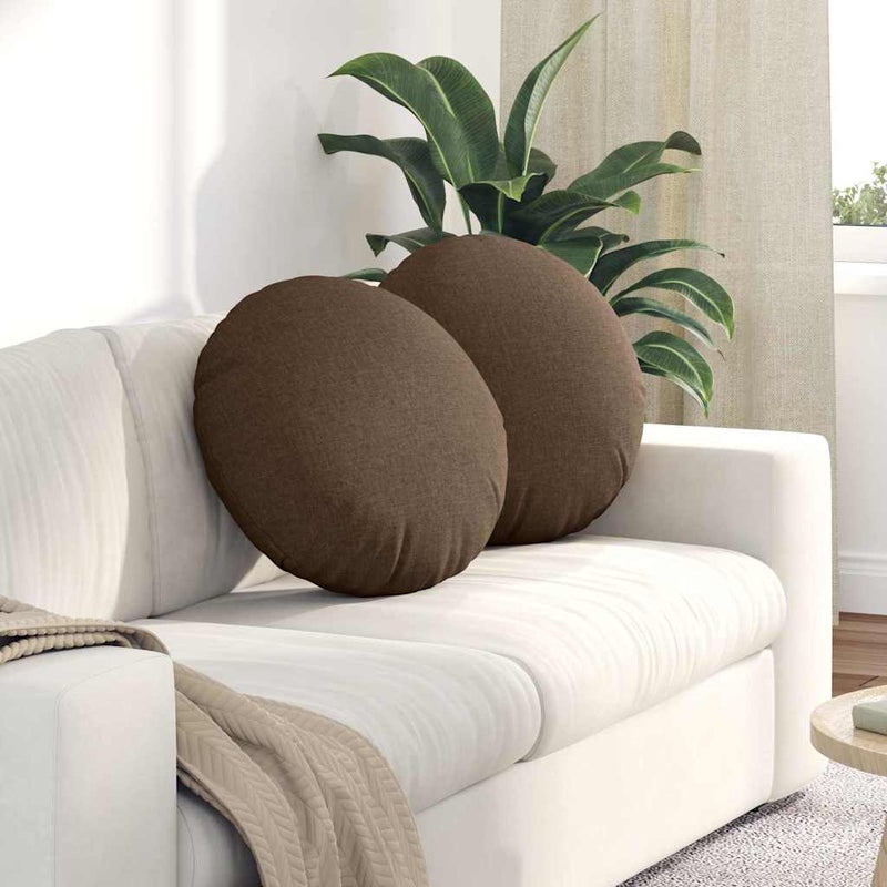 Poduszki na siedziska 2 pcs Brązowy Ø50 x 19 cm tkanina vidaXL