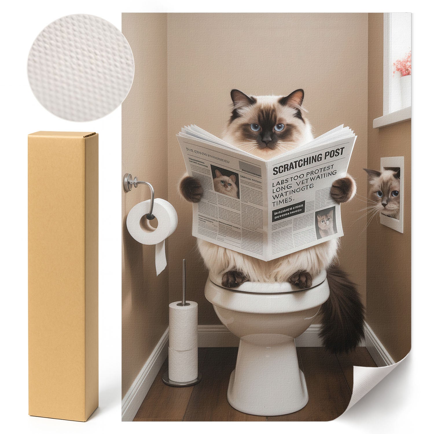 Humorystyczny Plakat Kot w toalecie - Rin 29,7x42 cm ArtPrintCave