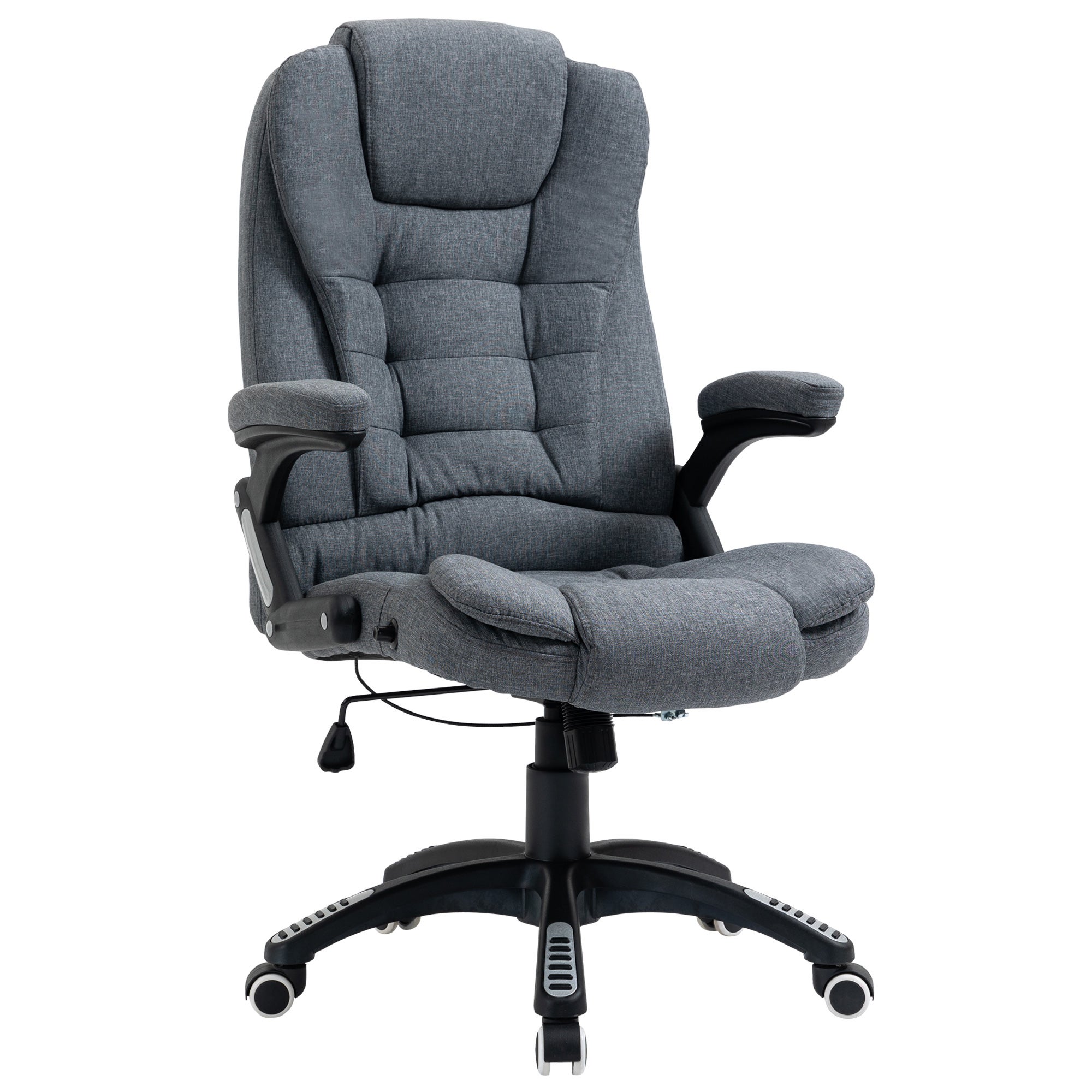 Ergonomiczny fotel biurowy z funkcją odchylania, regulacji wysokości i bujania, obrotowy i na kółkach, 65 x 72 x 110-120 cm, szary