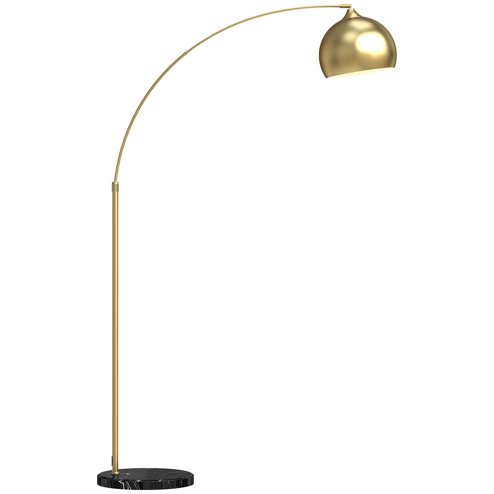 Nowoczesna lampa podłogowa łukowa 40W z regulowaną wysokością i długością z przełącznikiem nożnym 110-115x35x170-180 cm złota