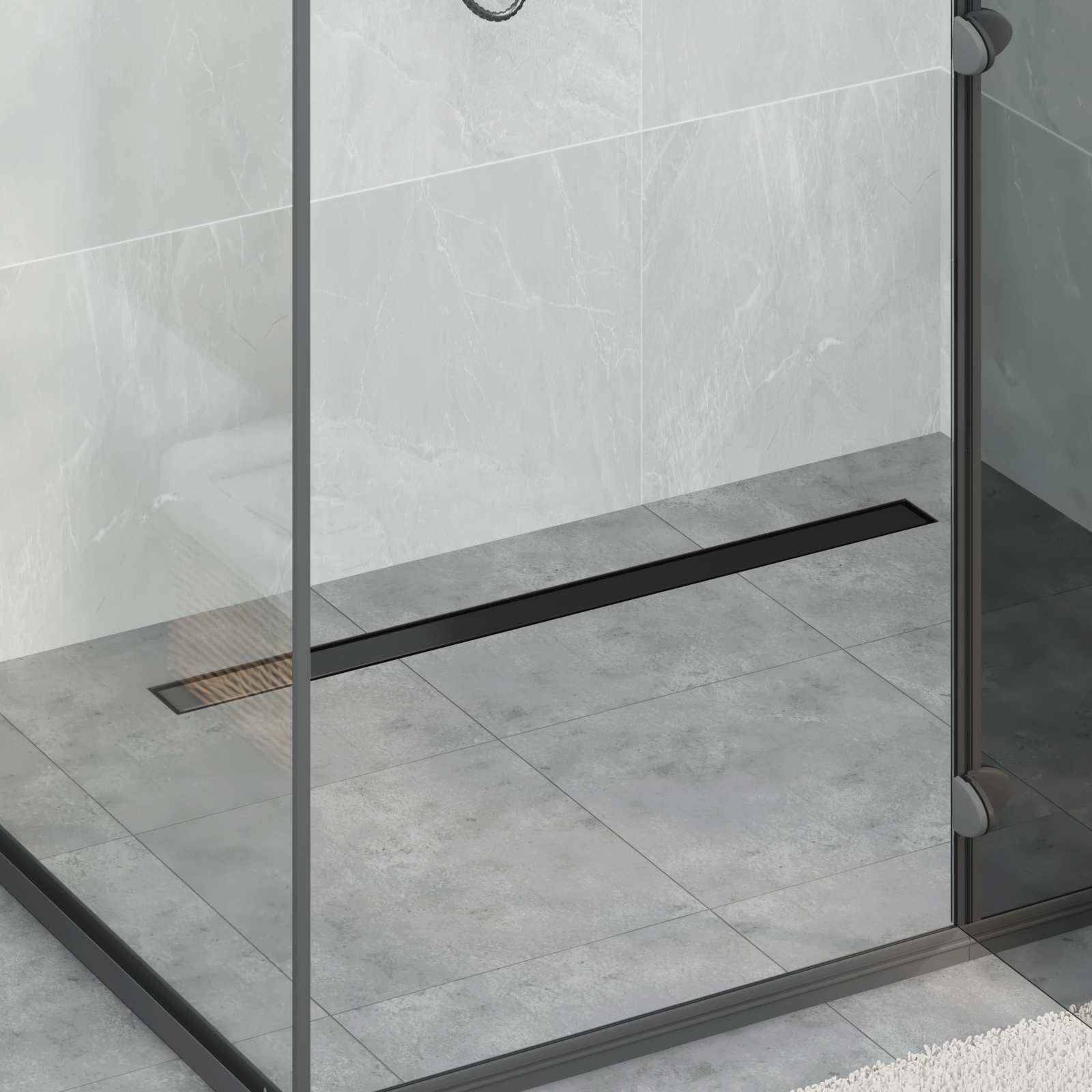2 w 1 Odwodnienie prysznicowe Czarny 90 cm Stal nierdzewna 304 vidaXL