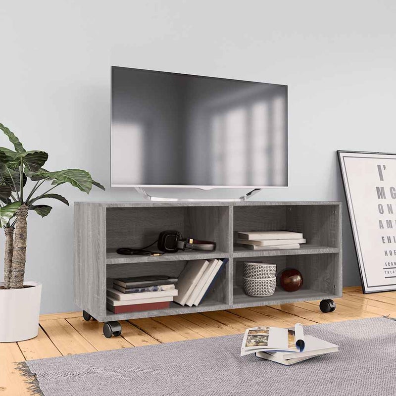 Szafka pod TV, na kółkach, szary dąb sonoma, 90x35x35 cm vidaXL