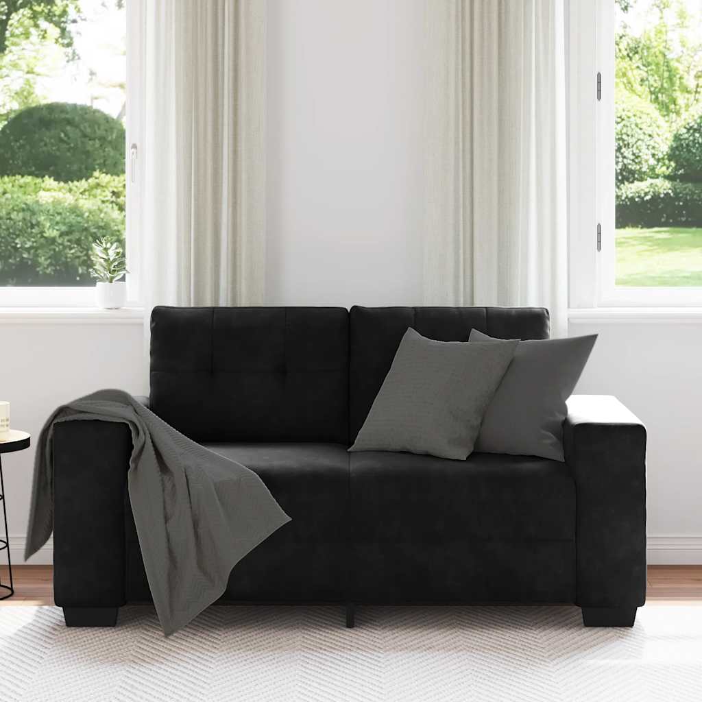 Sofa dwuosobowa czarna 160x77x82 cm aksamitna
