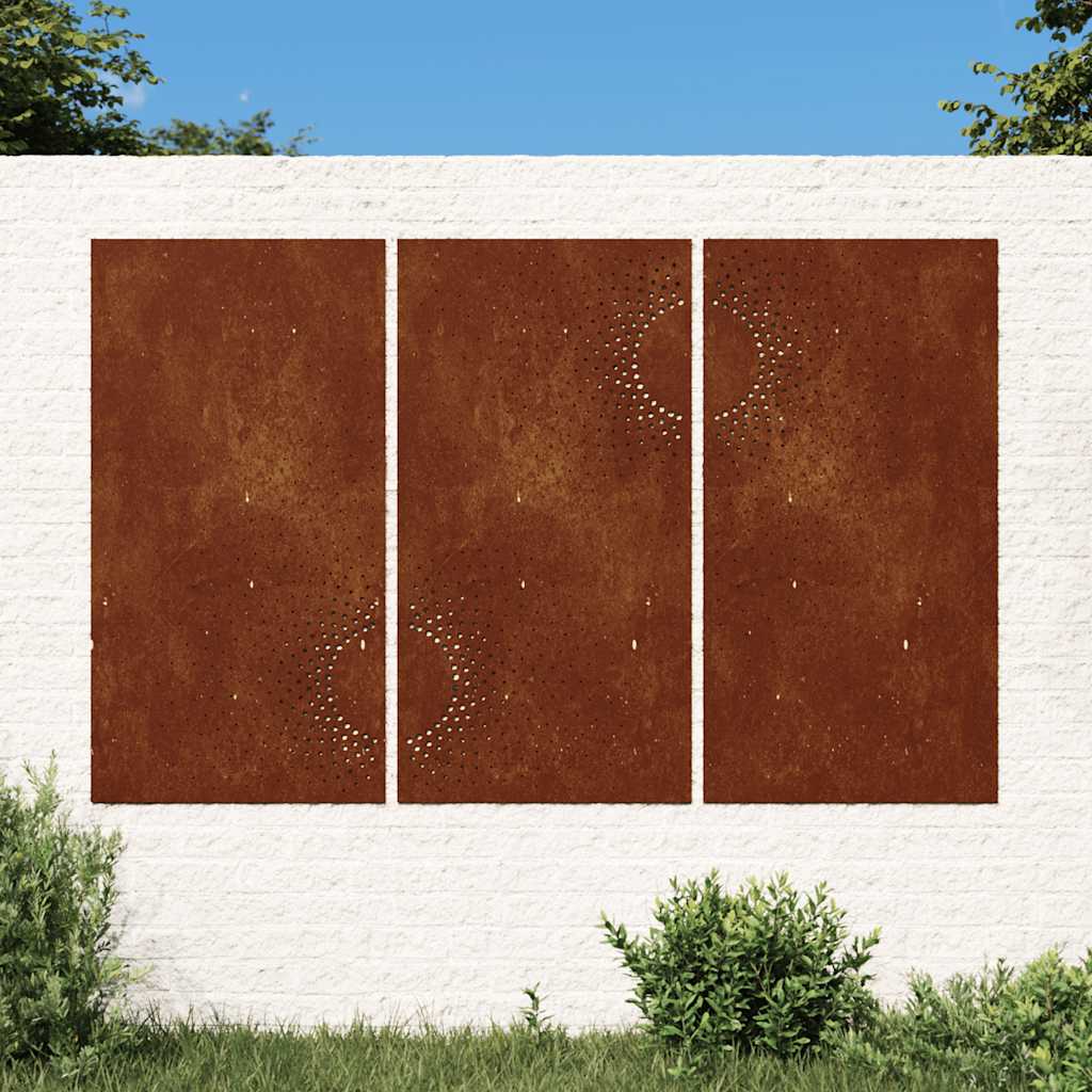 Ogrodowa dekoracja ścienna, 3 cz., 105x55 cm, stal kortenowska vidaXL