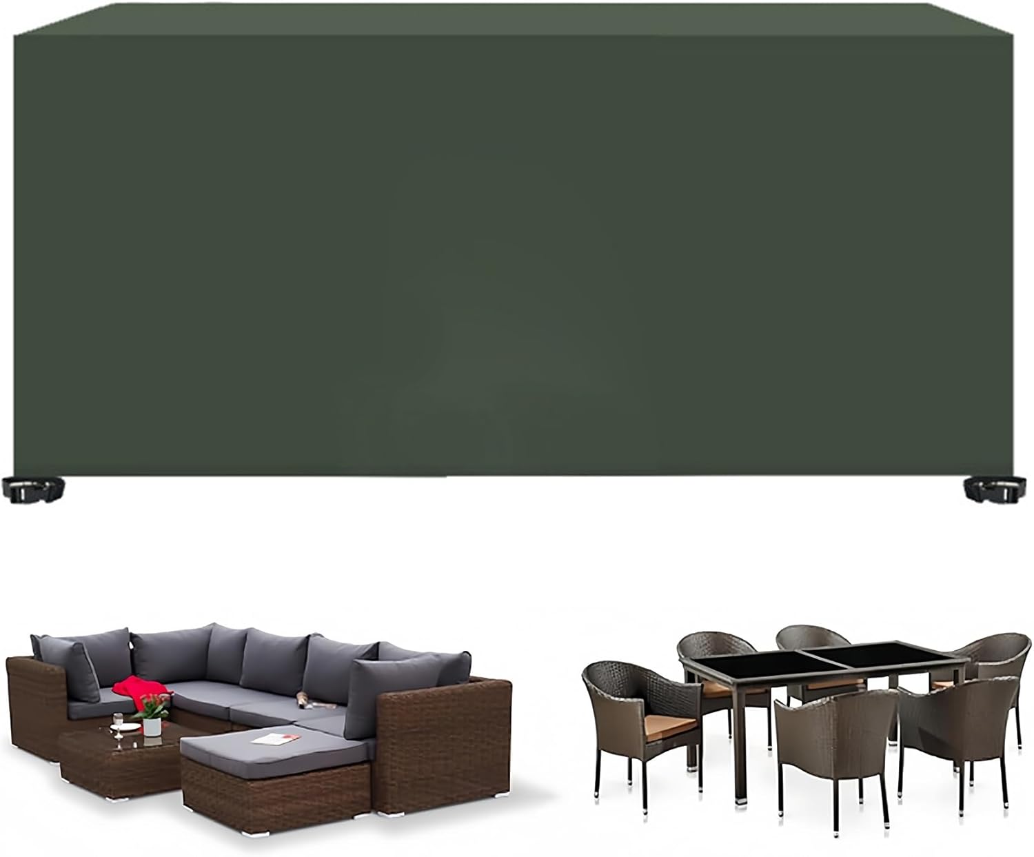 Plandeka ochronna zewnętrzna 123*123*74 cm wodoodporna, odporna na promieniowanie UV, odporna na zimno, odpowiednia do mebli ogrodowych, zielona