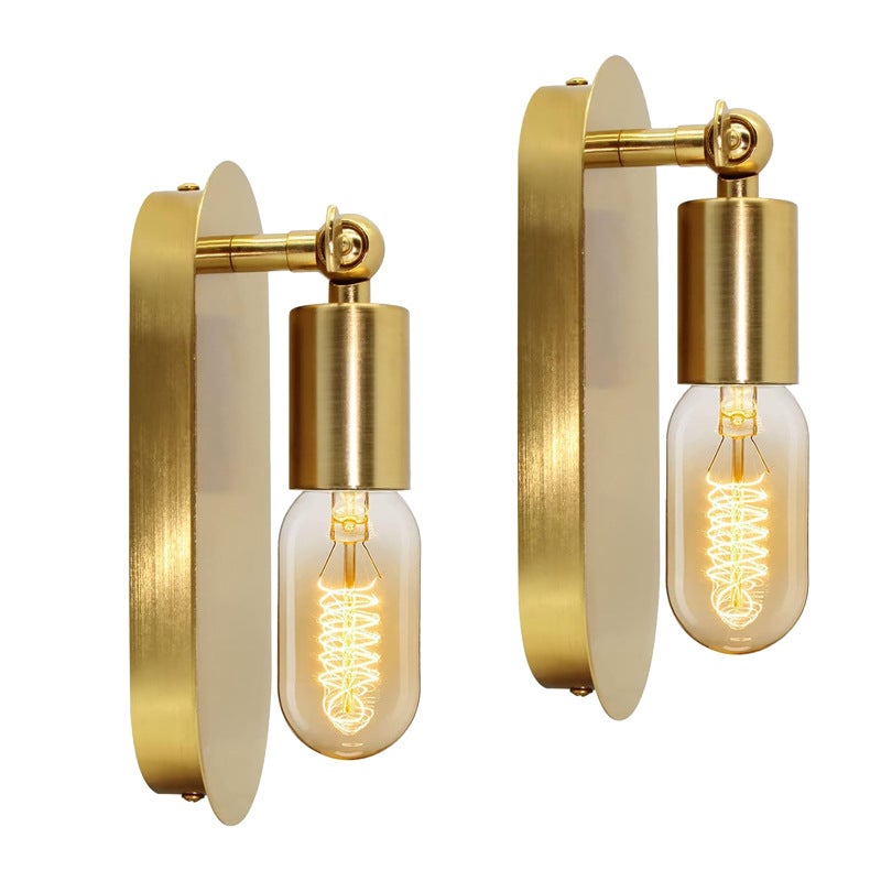 Kinkiet vintage, lampa przemysłowa E27, metalowy kinkiet do wnętrz, kinkiet retro w kolorze złotym, kinkiet loft w kolorze antycznego mosiądzu