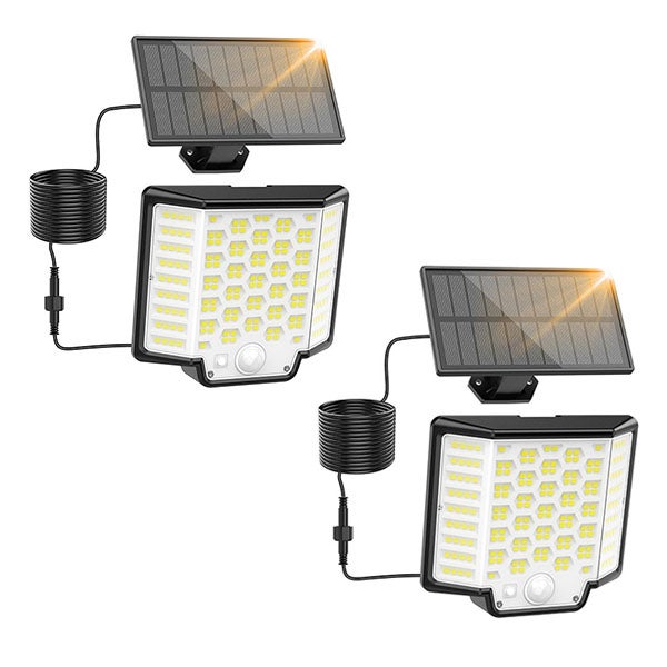 2 * Zewnętrzna lampa solarna [186 LED], 3 tryby oświetlenia zewnętrznego z czujnikiem ruchu, do ogrodu, garażu, patio