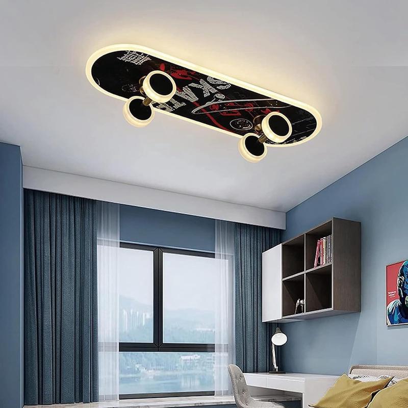 Lampa sufitowa LED do deskorolek dziecięcych, model E, z regulowaną intensywnością i pilotem.