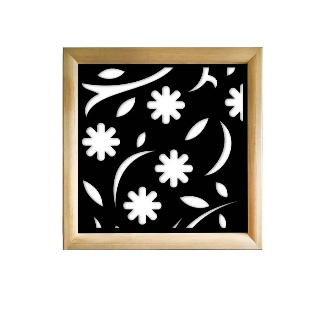 JESIEŃ - Kwadratowe moduły dekoracyjne z drewna i PCV - Rozmiar 73x73 cm - Grubość 64 mm - Kolor wewnętrzny CZARNY