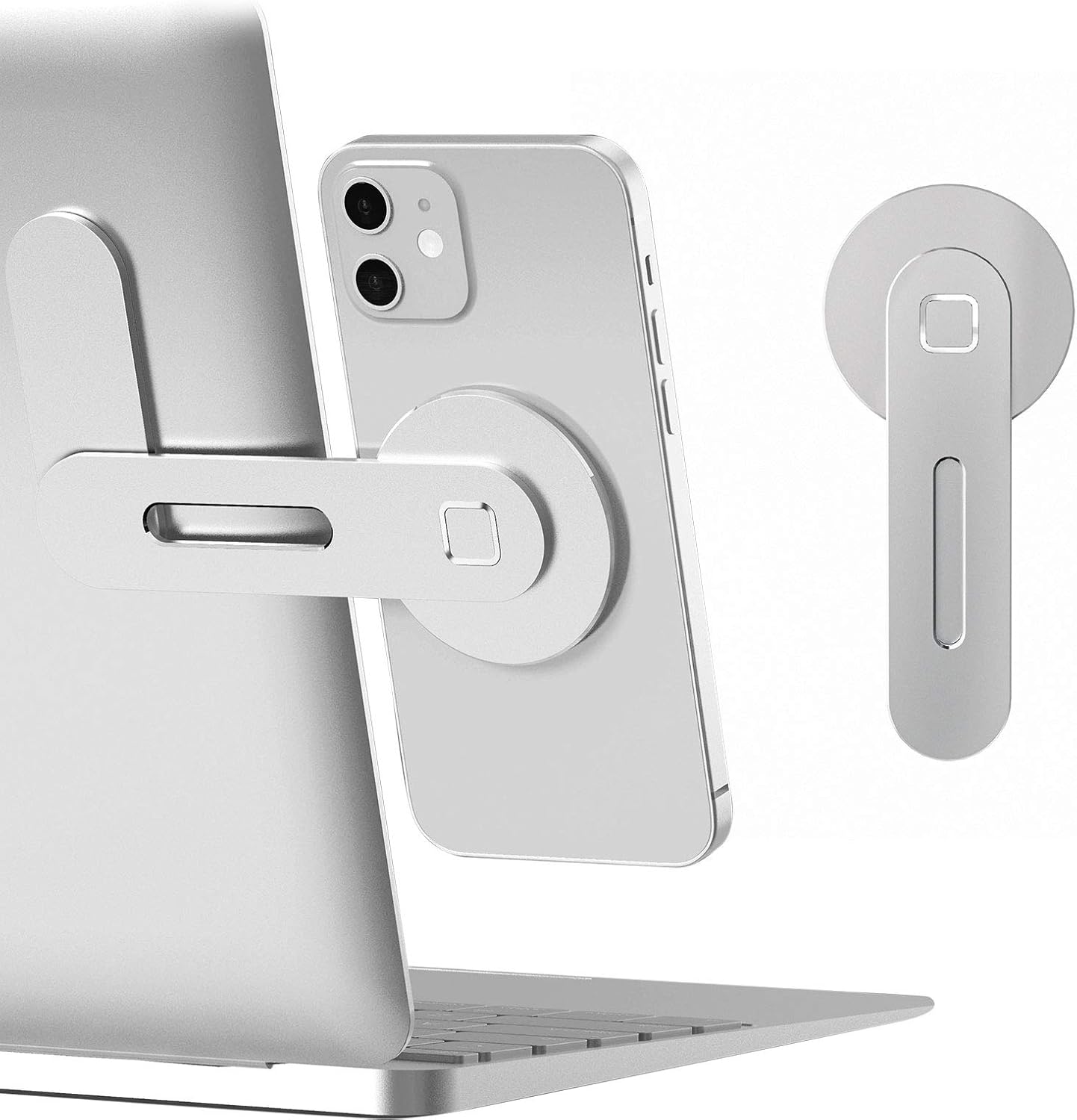 Magnetyczna podstawka pod laptopa, regulowana podstawka boczna do ekranu telefonu, składana przedłużka do laptopa, srebrna