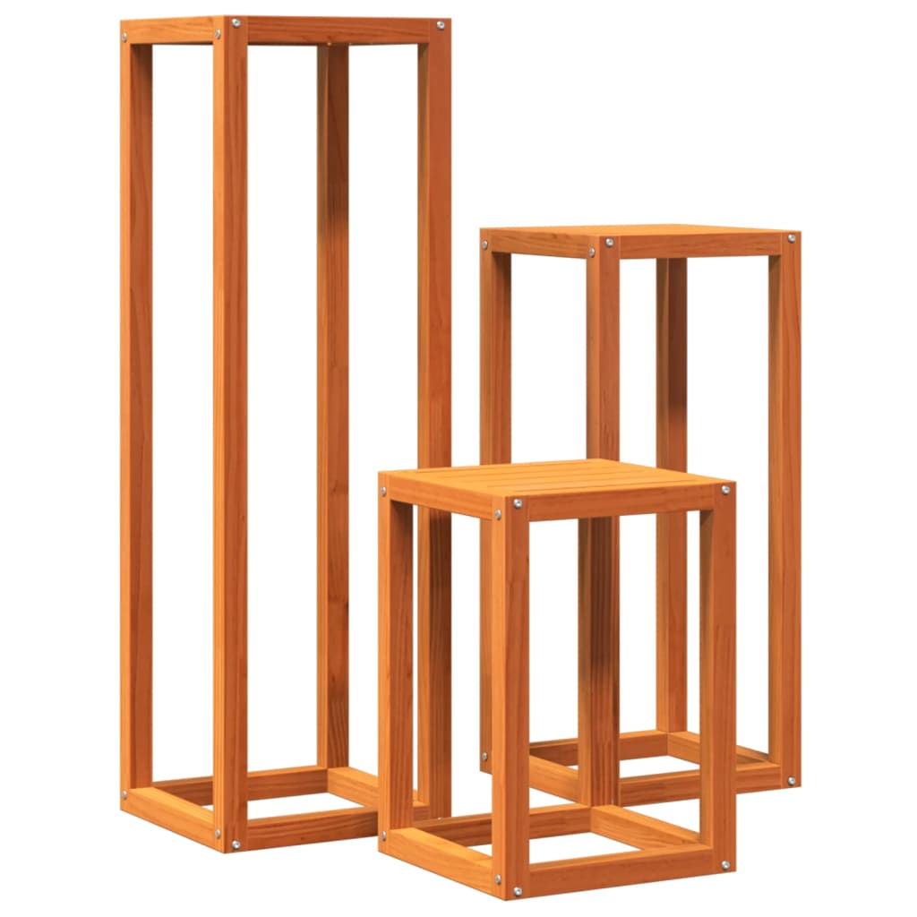 3x Stojak na Rośliny Drewniany 110 cm Woskowy Brąz na Balkon do Salonu