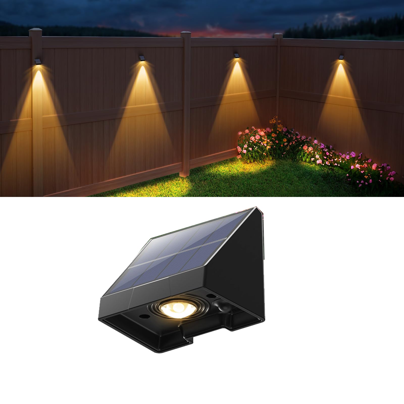 Solarny lampion LED o ciepłej białej barwie, wodoodporna lampa zewnętrzna na platformę do ogrodu.