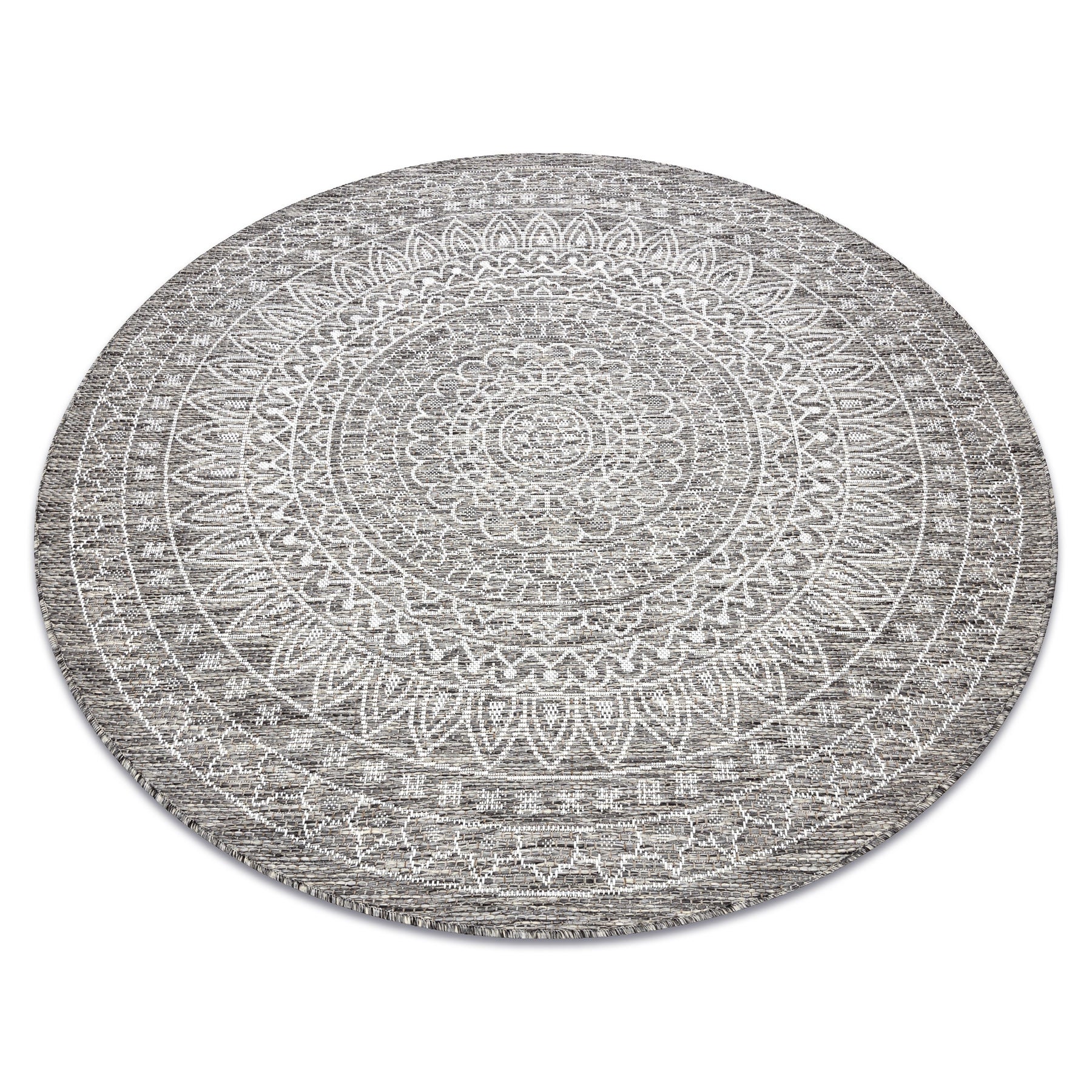 Dywan SZNURKOWY SIZAL LOFT 21207 Rozeta koło BOHO kość słoniowa/srebrny/taupe koło 120 cm